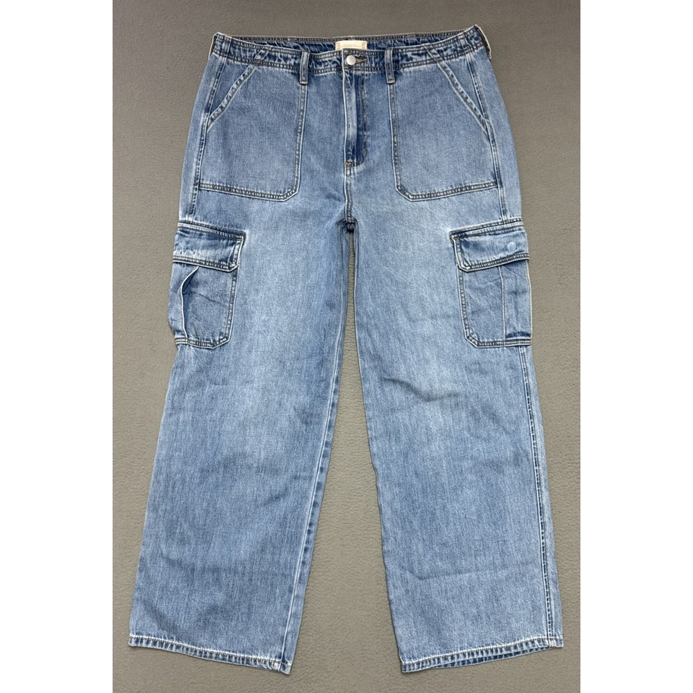 Altar'd State Cargo Jeans Womens Size 32 (36x29) Wide Leg Baggy Utility Straight